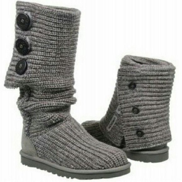 UGG Cardy Gray Knit Sweater Boots - Picture 1 of 1